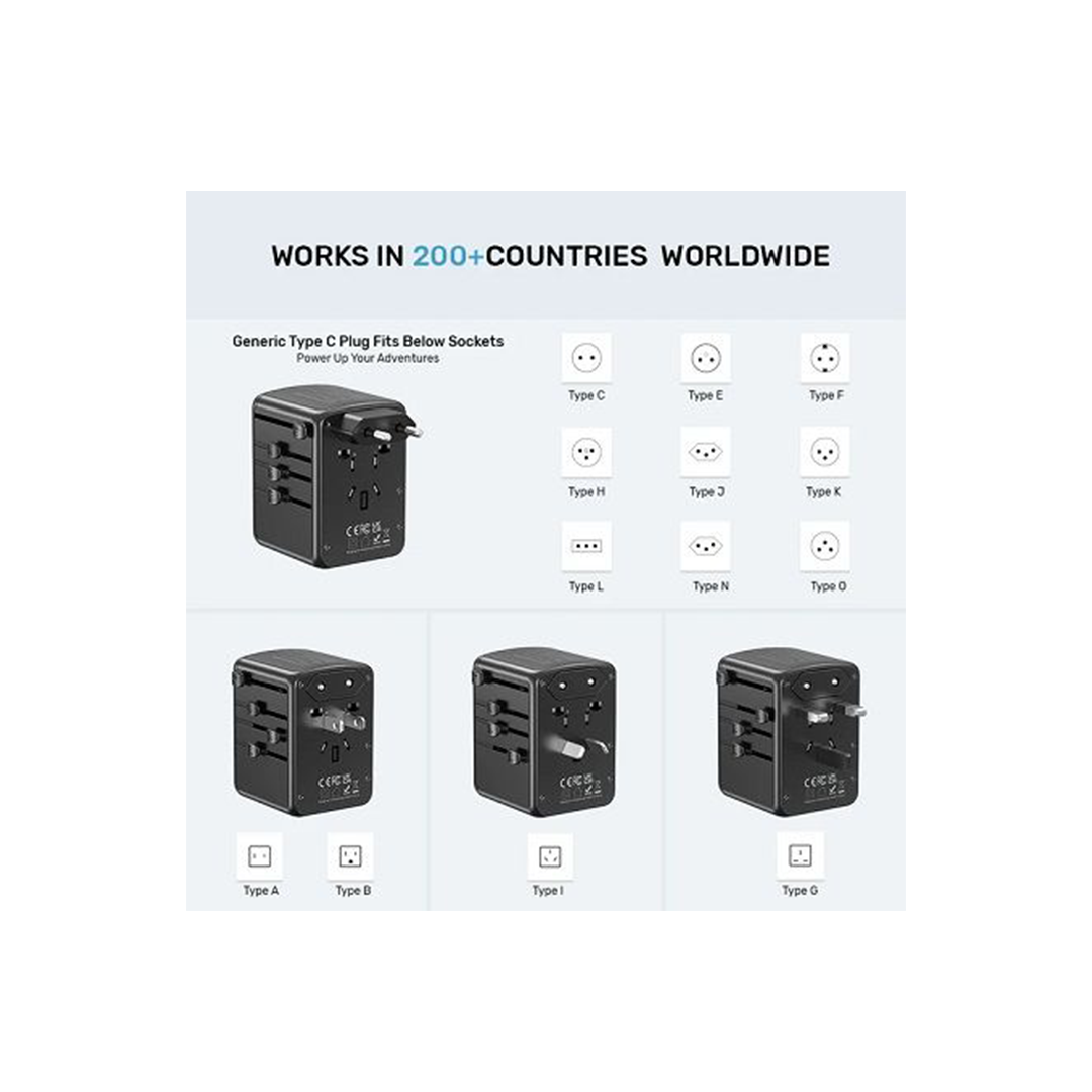 محول طاقة السفر العالمي Unitek P1121ABK بقدرة 35 وات (2 * USB-C PD + 3 * USB-A QC3.0) مع مقابس الاتحاد الأوروبي/المملكة المتحدة/الولايات المتحدة/الاتحاد الأفريقي - أسود محول طاقة السفر العالمي Unitek P1121ABK بقدرة 35 وات (2 * USB-C PD + 3 * USB-A QC3.0) مع مقابس الاتحاد الأوروبي/المملكة المتحدة/الولايات المتحدة/الاتحاد الأفريقي - أسود